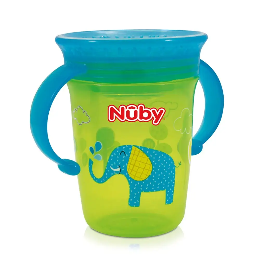 Copo 360° com Alça 240ml - Elefante Verde