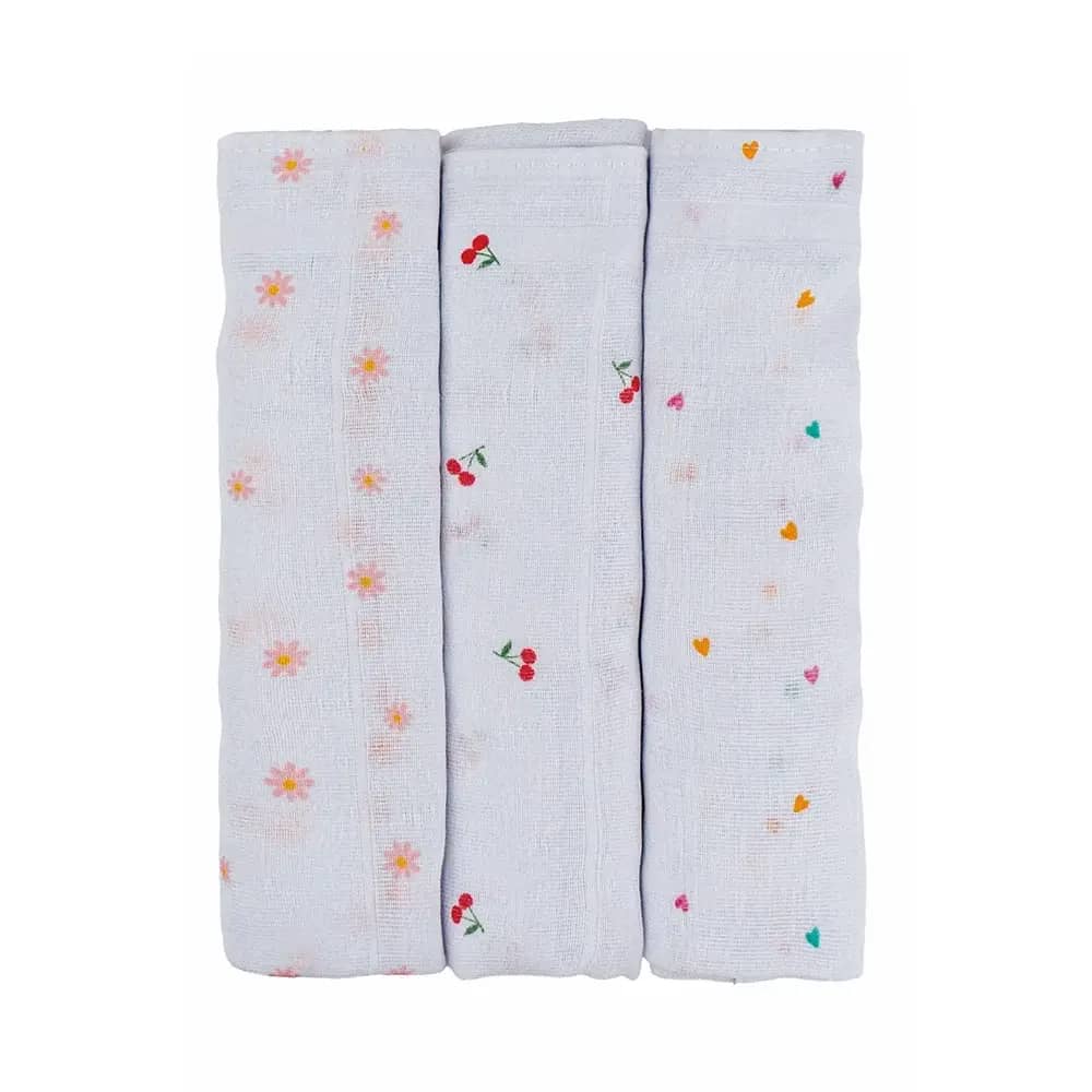 Kit 3 Toalhas Fralda Ninho - Rosa