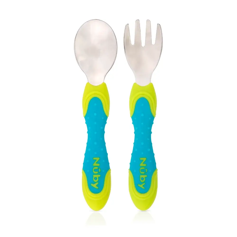 Kit Colher e Garfo de Aço Inoxidável - Azul