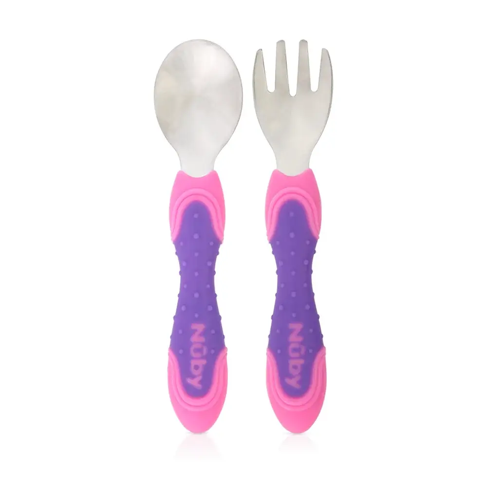 Kit Colher e Garfo de Aço Inoxidável - Rosa