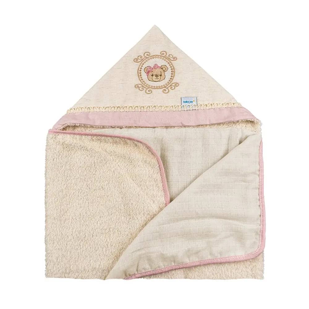 Toalha de Banho com Capuz Felpa Essência - Ursa Rosa
