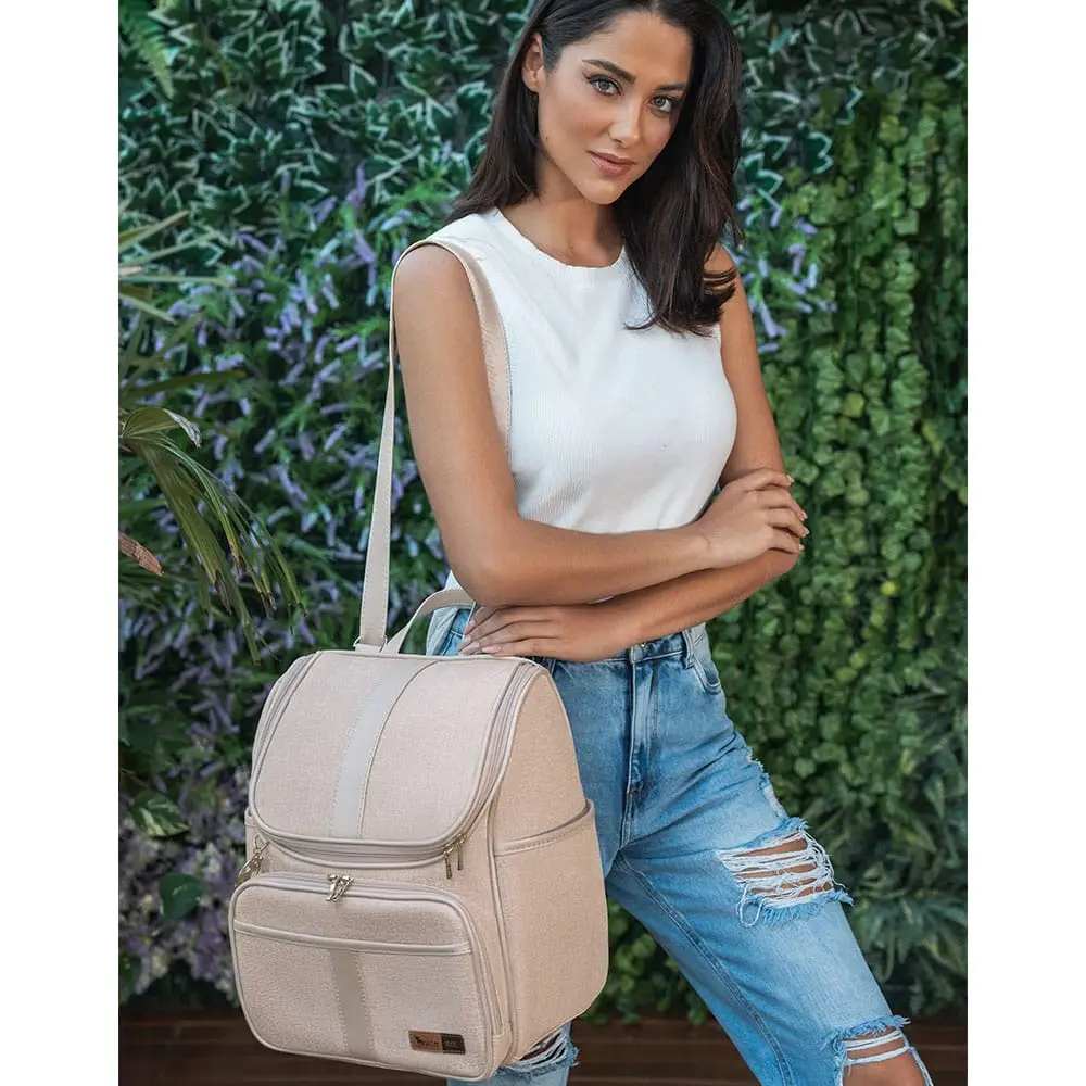Bolsa Mochila Maternidade Multifuncional Lebaby 2 em 1 Nude - Miniatura 12