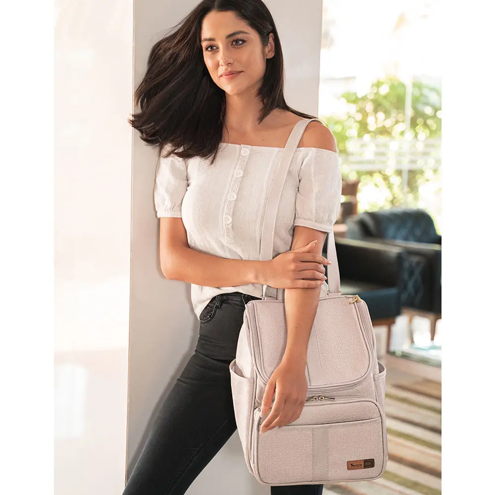 Bolsa Mochila Maternidade Multifuncional Lebaby 2 em 1 Nude - Miniatura 9