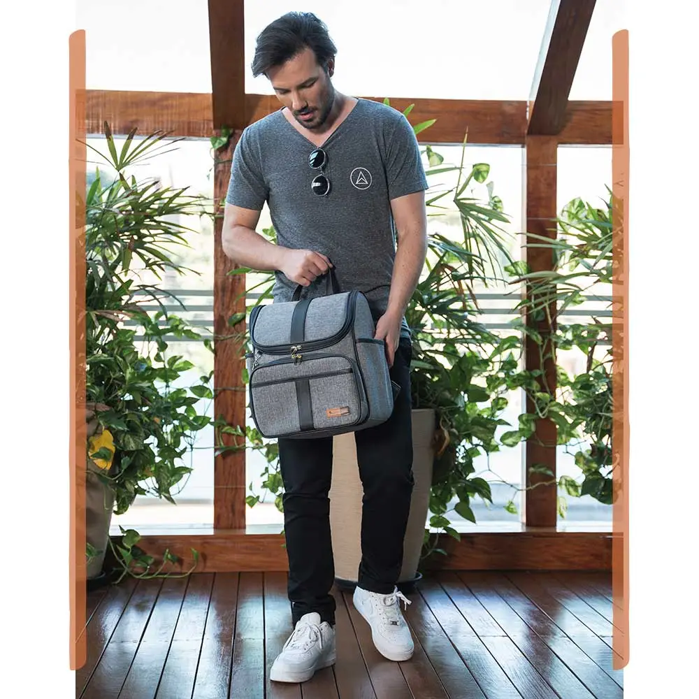 Bolsa Mochila Maternidade Multifuncional Lebaby 2 em 1 Cinza Mescla - Miniatura 12