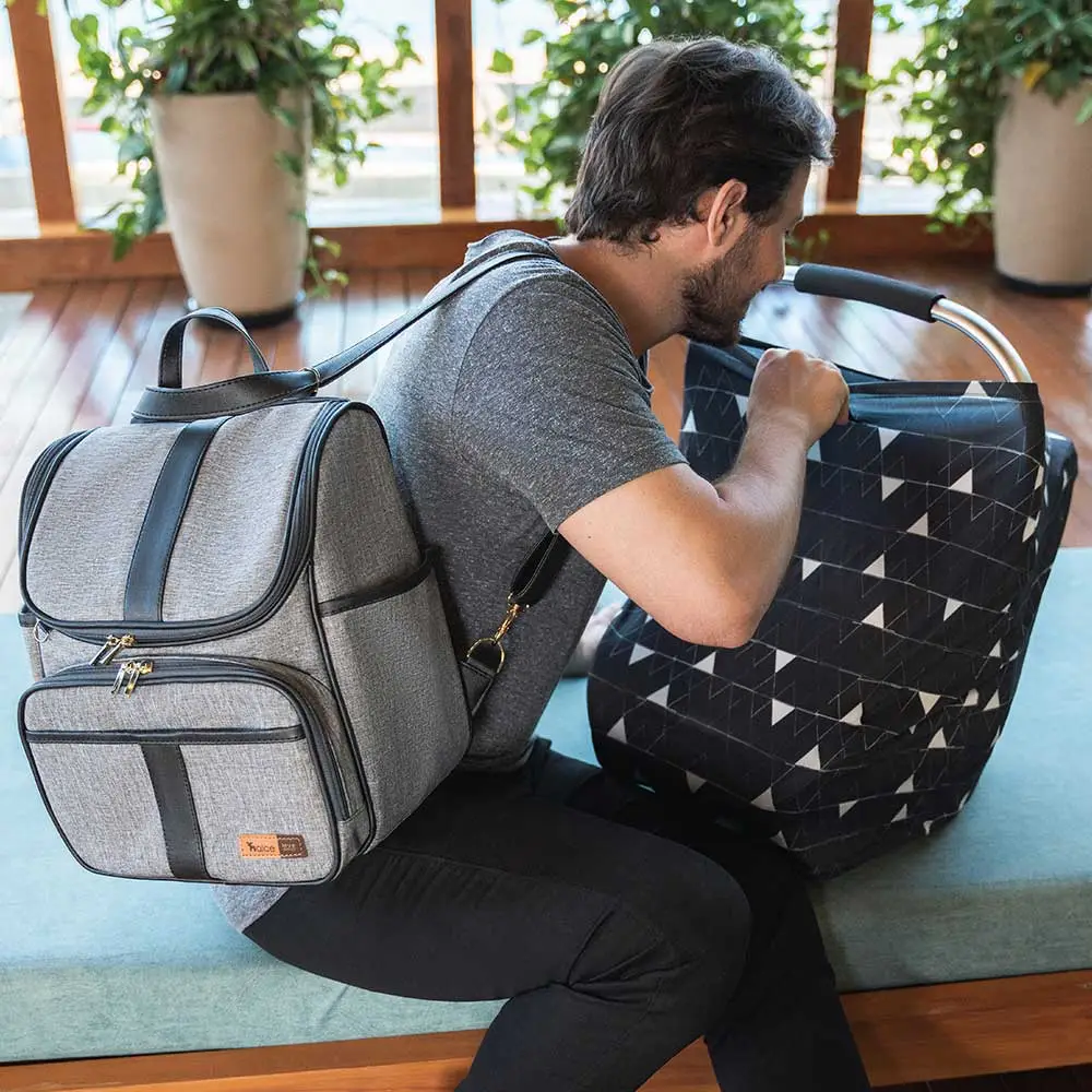 Bolsa Mochila Maternidade Multifuncional Lebaby 2 em 1 Cinza Mescla - Miniatura 9
