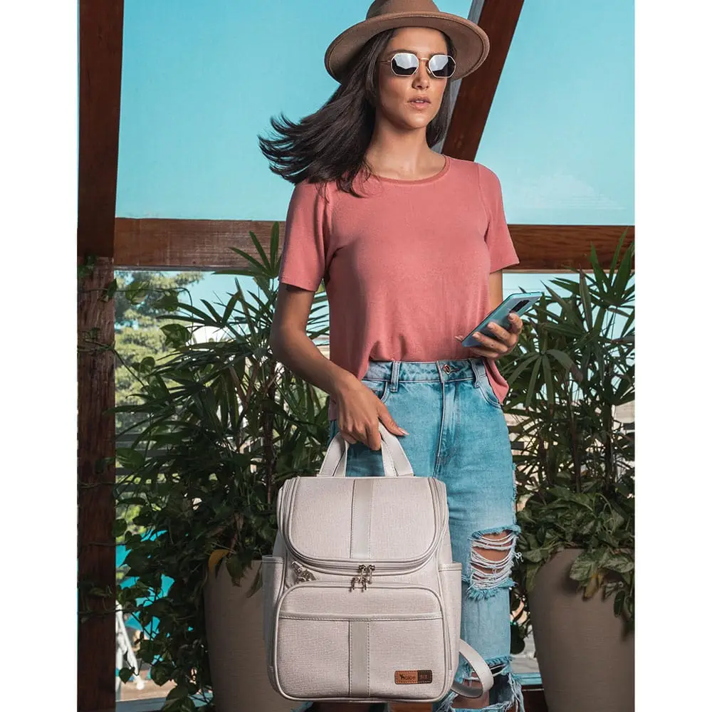 Kit Mochila e Mala Maternidade Multifuncional Lebaby 2 em 1 Nude - Miniatura 14