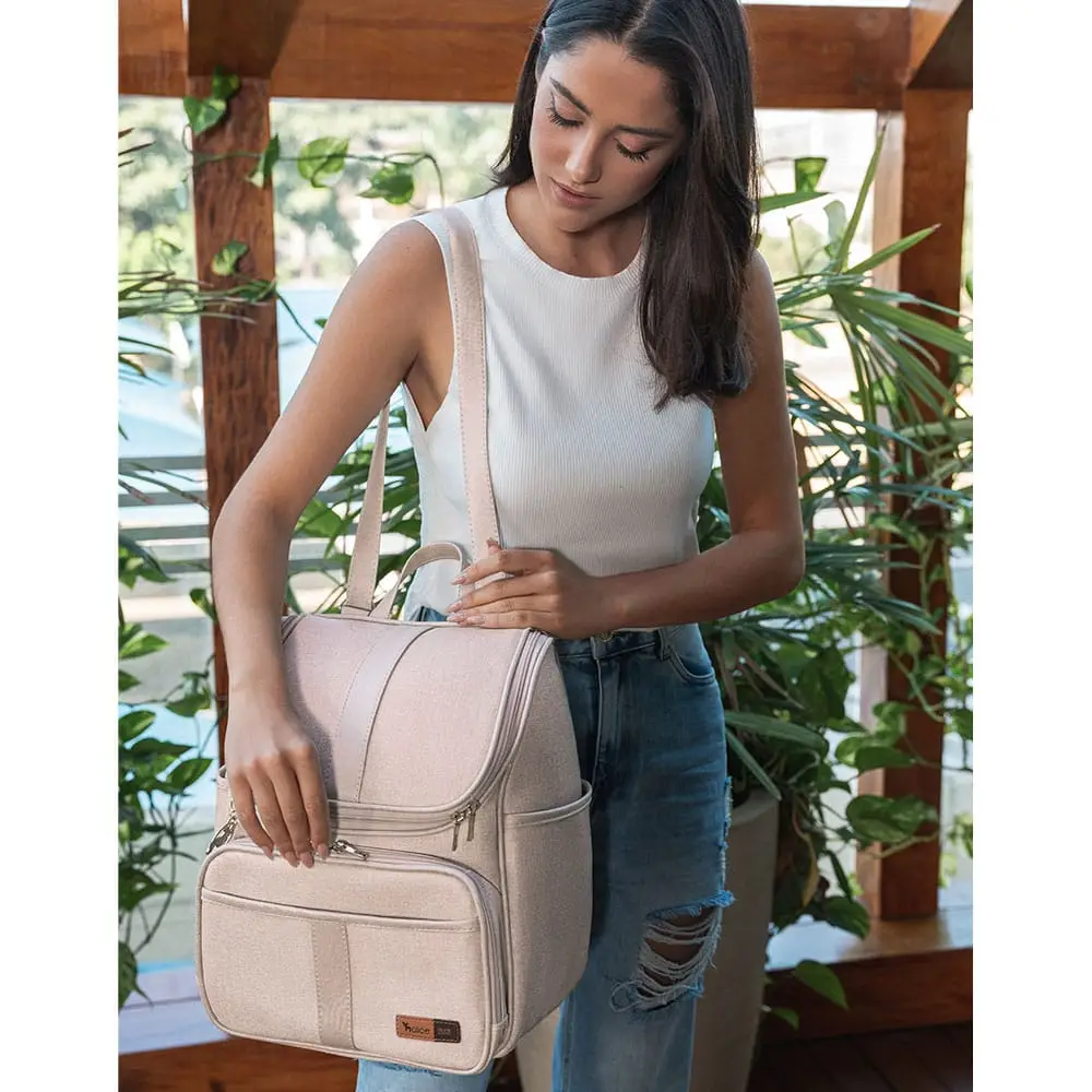 Kit Mochila e Mala Maternidade Multifuncional Lebaby 2 em 1 Nude - Miniatura 18