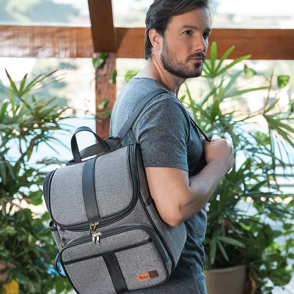 Kit Mochila e Mala Maternidade Multifuncional Lebaby 2 em 1 Cinza Mescla - Miniatura 20