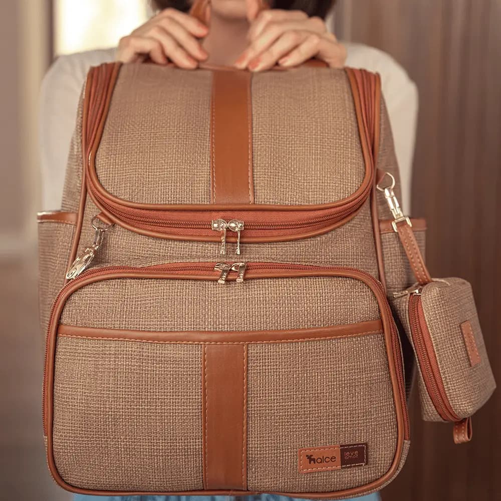 Bolsa Mochila Maternidade Multifuncional Lebaby 2 em 1 Cappuccino - Miniatura 11
