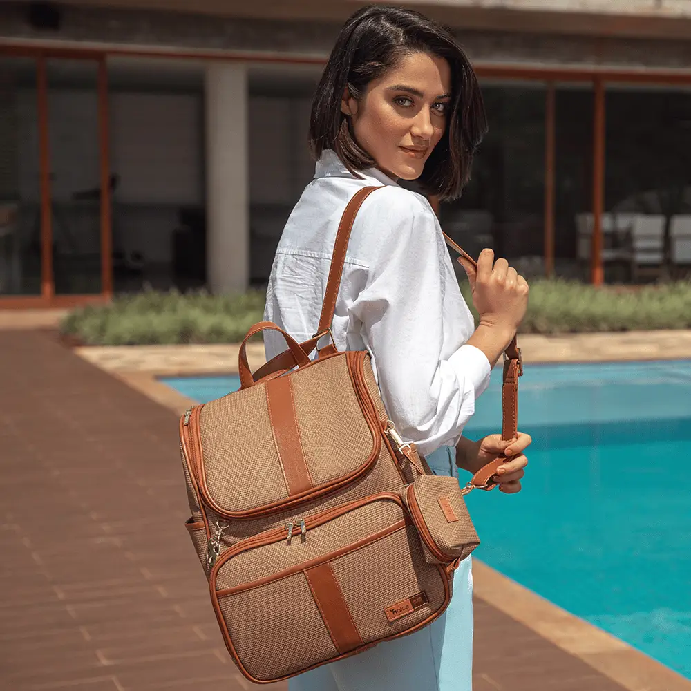 Bolsa Mochila Maternidade Multifuncional Lebaby 2 em 1 Cappuccino - Miniatura 7