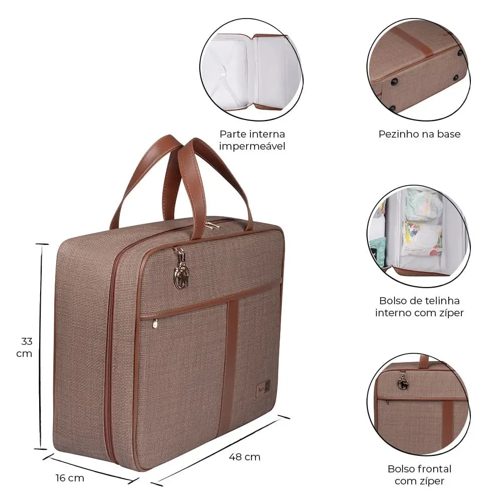 Kit Maternidade Mochila e Mala Cappuccino Lebaby - Miniatura 2