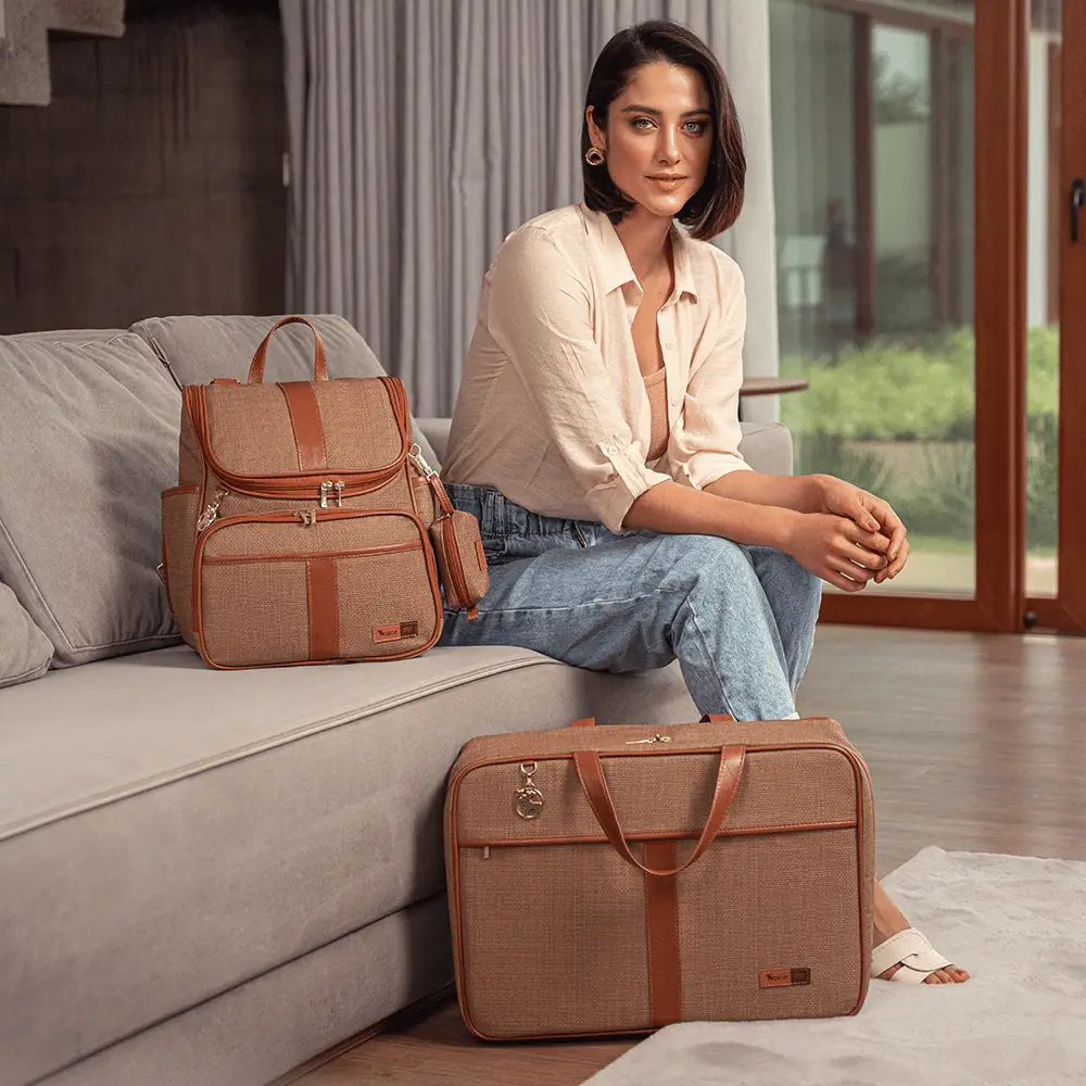 Kit Maternidade Mochila e Mala Cappuccino Lebaby - Miniatura 7
