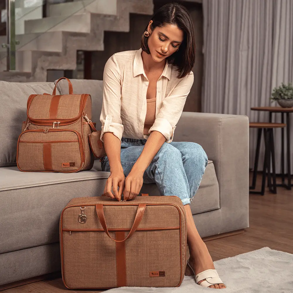 Kit Maternidade Mochila e Mala Cappuccino Lebaby - Miniatura 8