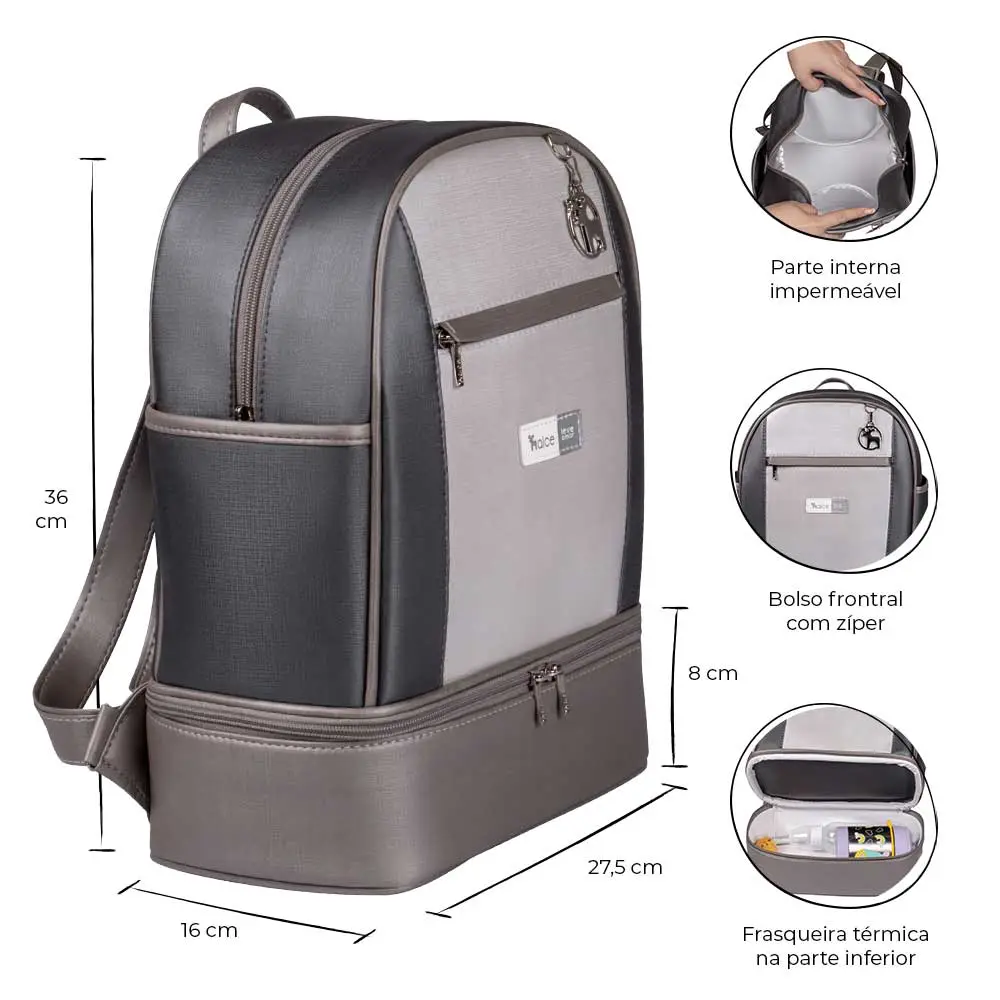 Kit Maternidade Bolsa Mala Mochila Londres Cinza - Miniatura 6