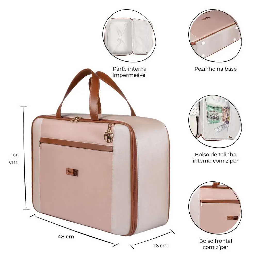 Kit Maternidade Bolsa Mala e Mochila Londres Rose - Miniatura 12