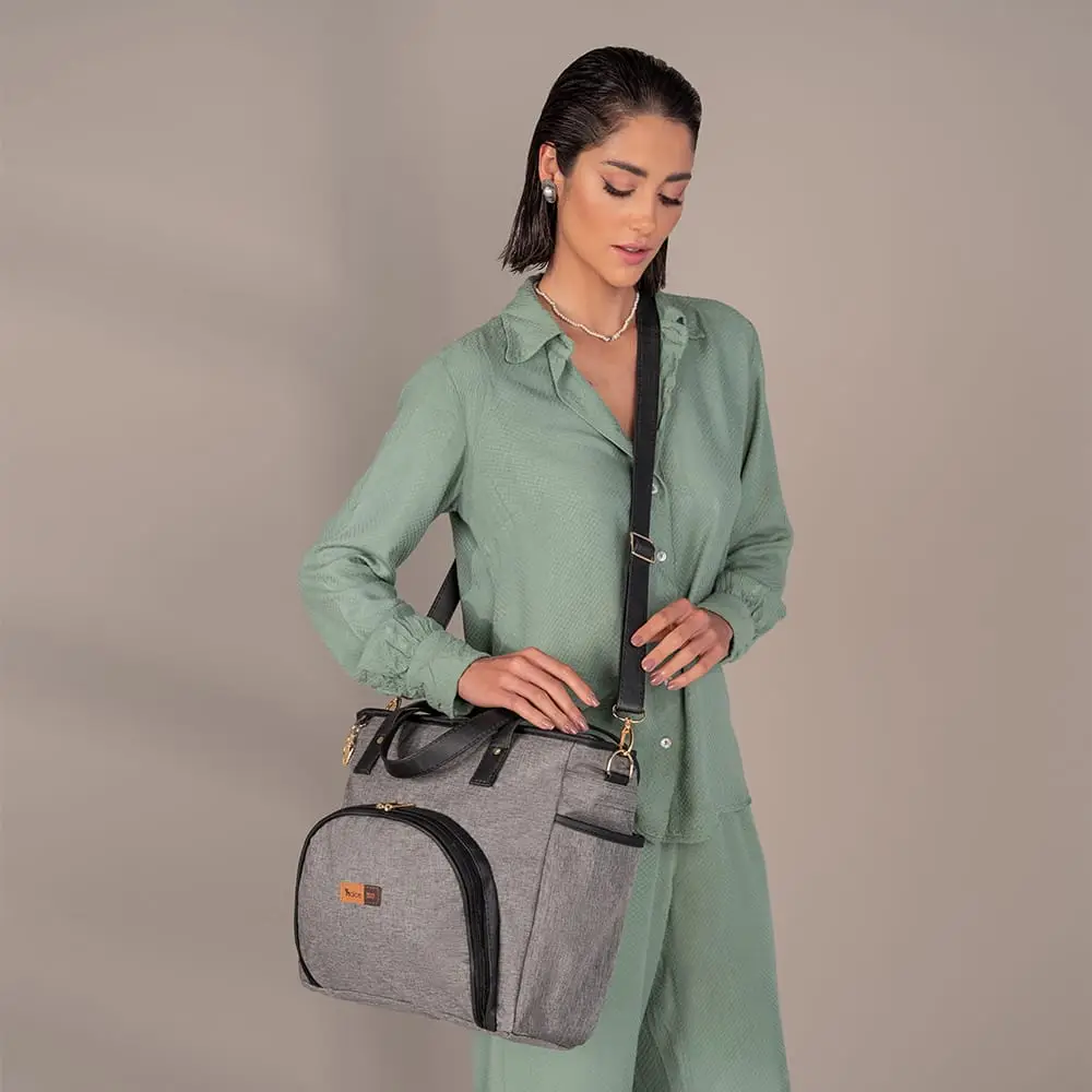 Bolsa Maternidade Lebaby Cinza Mescla - Miniatura 11