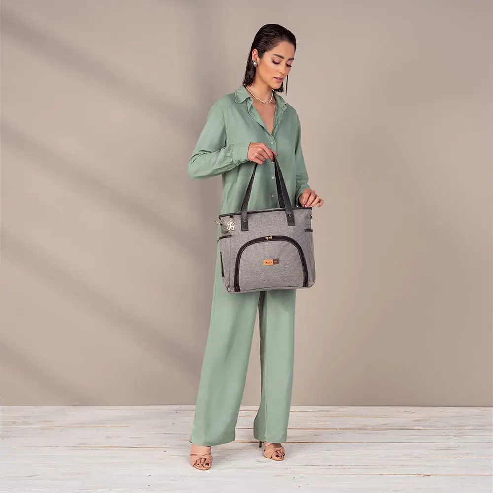 Bolsa Maternidade Lebaby Cinza Mescla - Miniatura 9