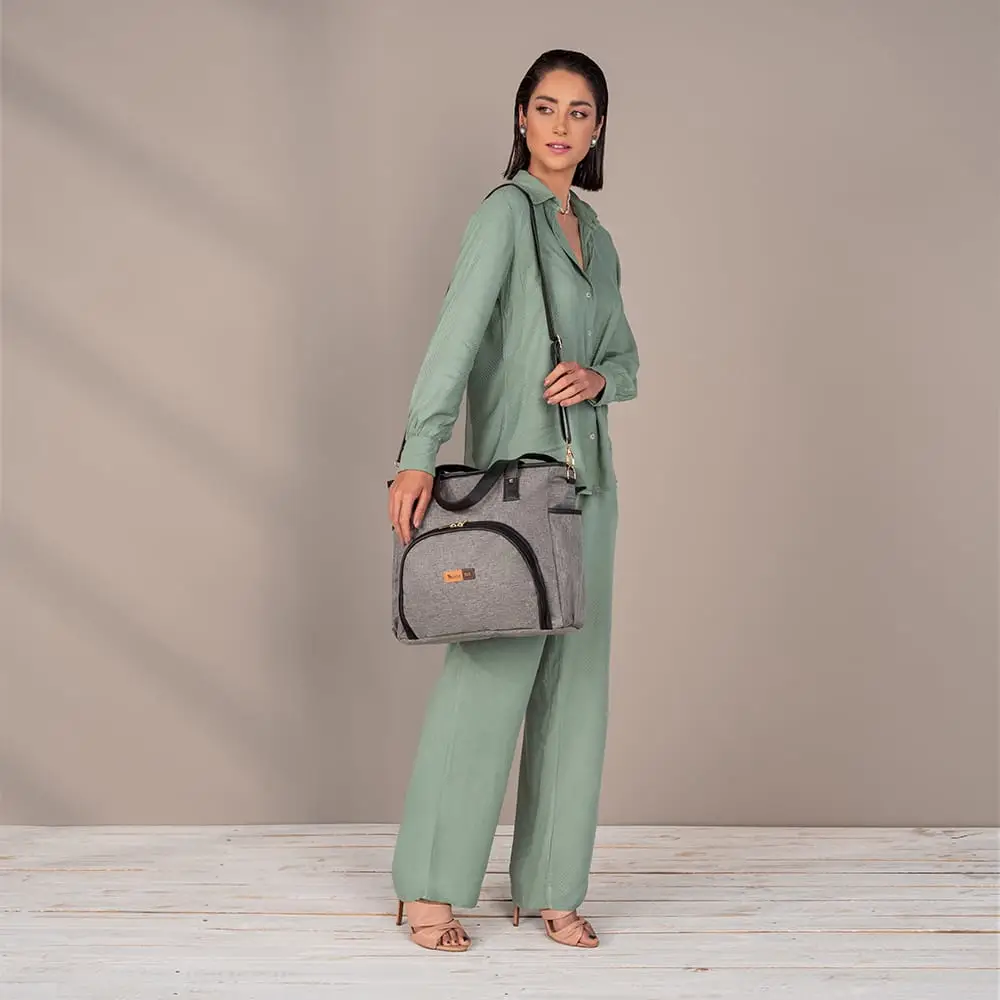 Bolsa Maternidade Lebaby Cinza Mescla - Miniatura 10