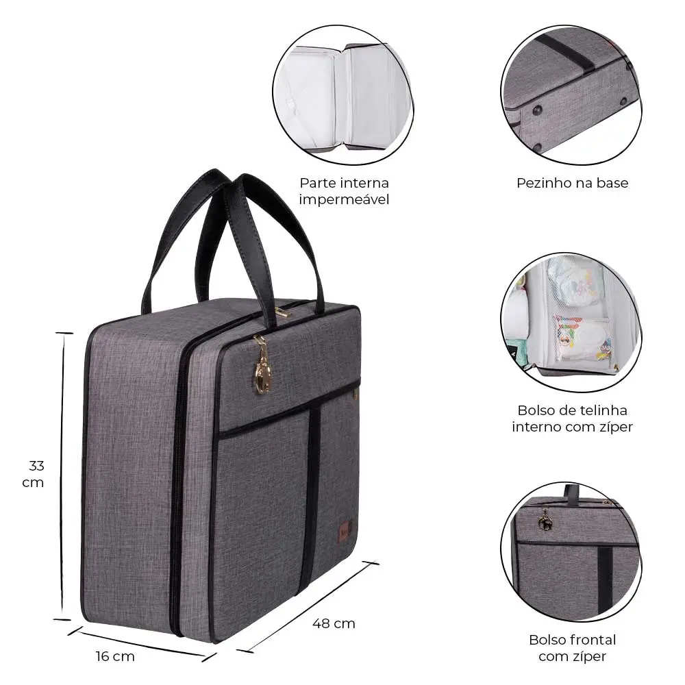 Kit Maternidade Lebaby Cinza Mescla 3 peças - Miniatura 9