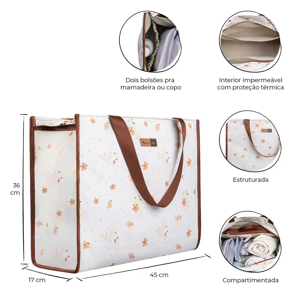 Bolsa Maternidade Alce Bag Flores - Miniatura 2