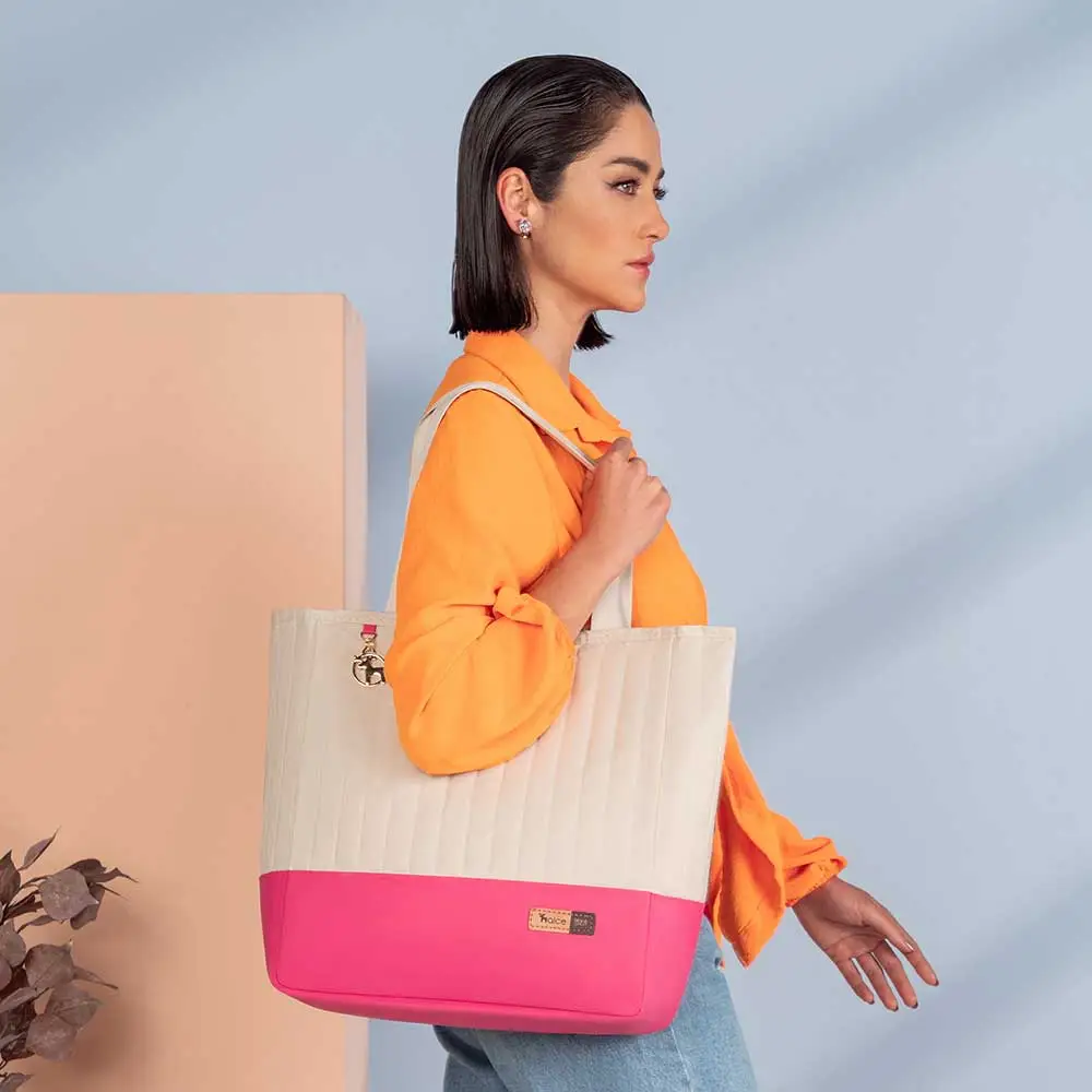 Bolsa Maternidade Coleção Cores - Creme e Pink - Miniatura 6