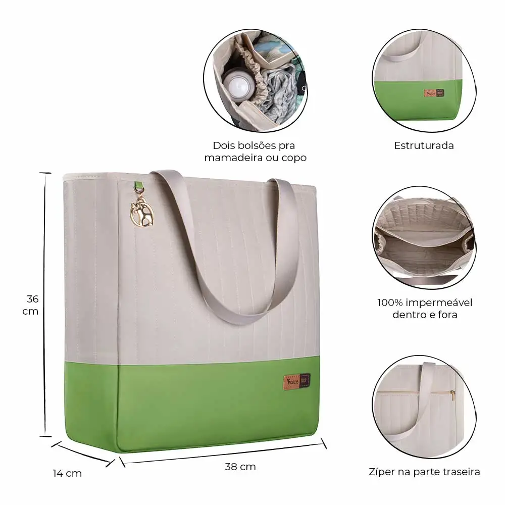 Bolsa Maternidade Coleção Cores - Creme e Verde - Miniatura 2