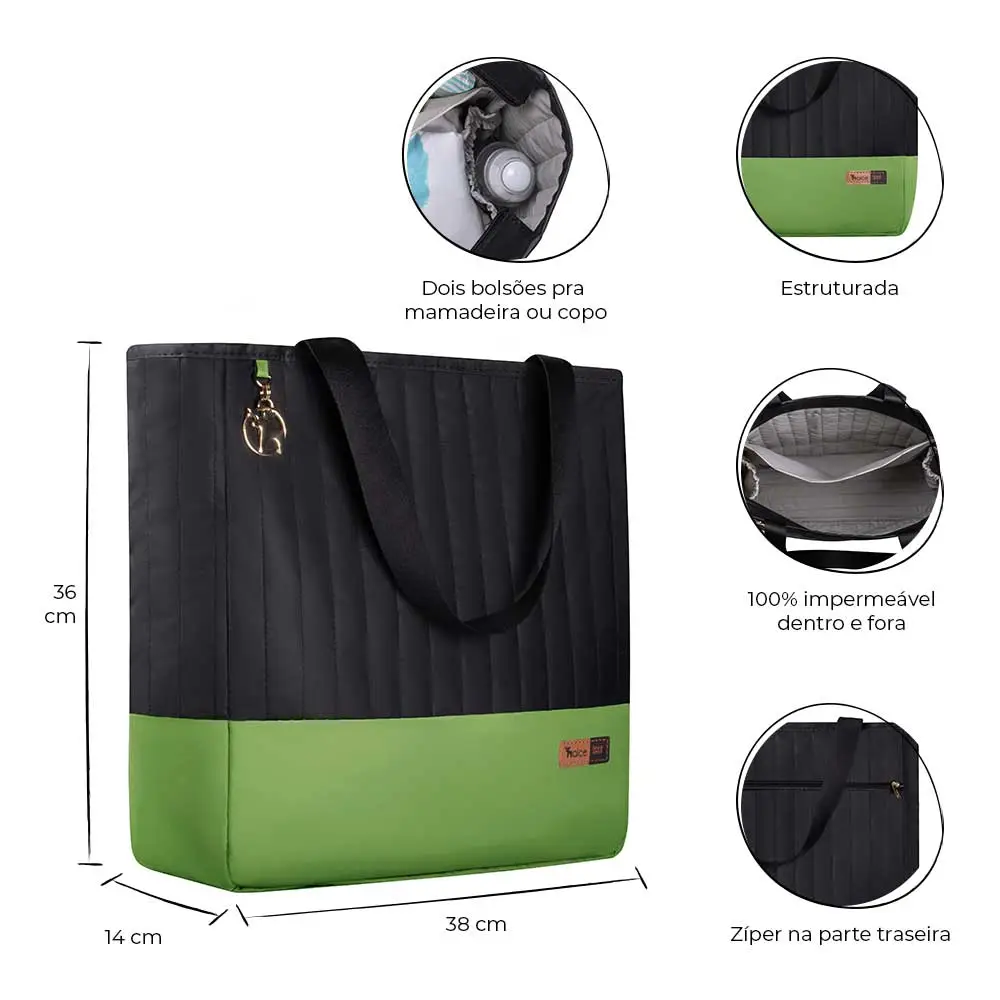 Bolsa Maternidade Coleção Cores - Preto e Verde - Miniatura 2