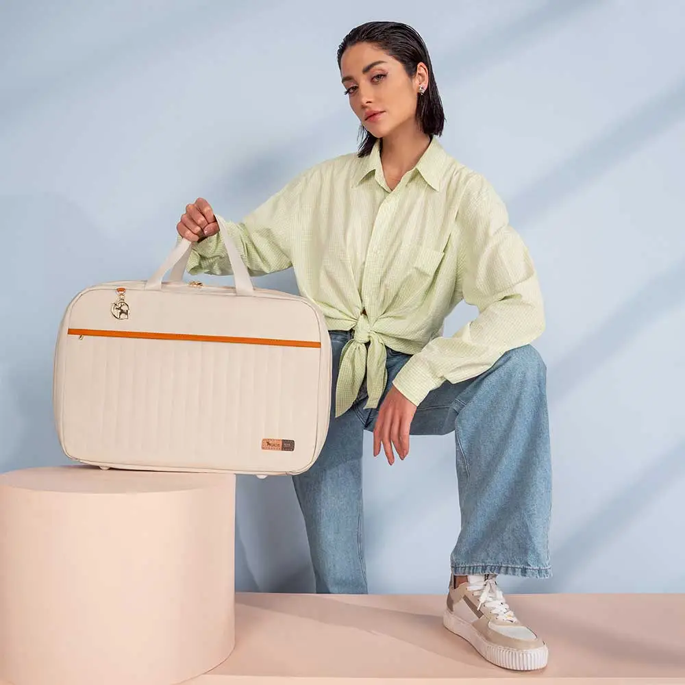 Kit Bolsa Mala e Mochila Maternidade Coleção Cores - Creme e Laranja - Miniatura 20