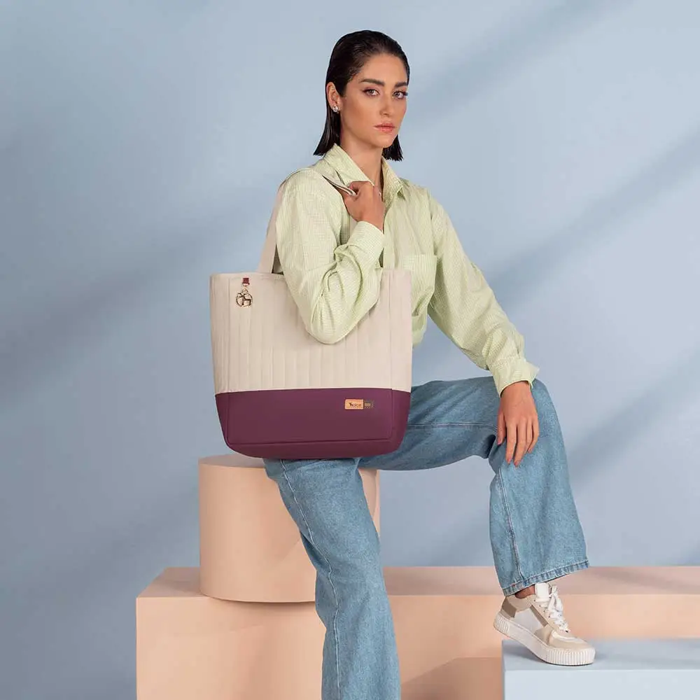 Kit Bolsa Mala e Mochila Maternidade Coleção Cores - Creme e Marsala - Miniatura 16