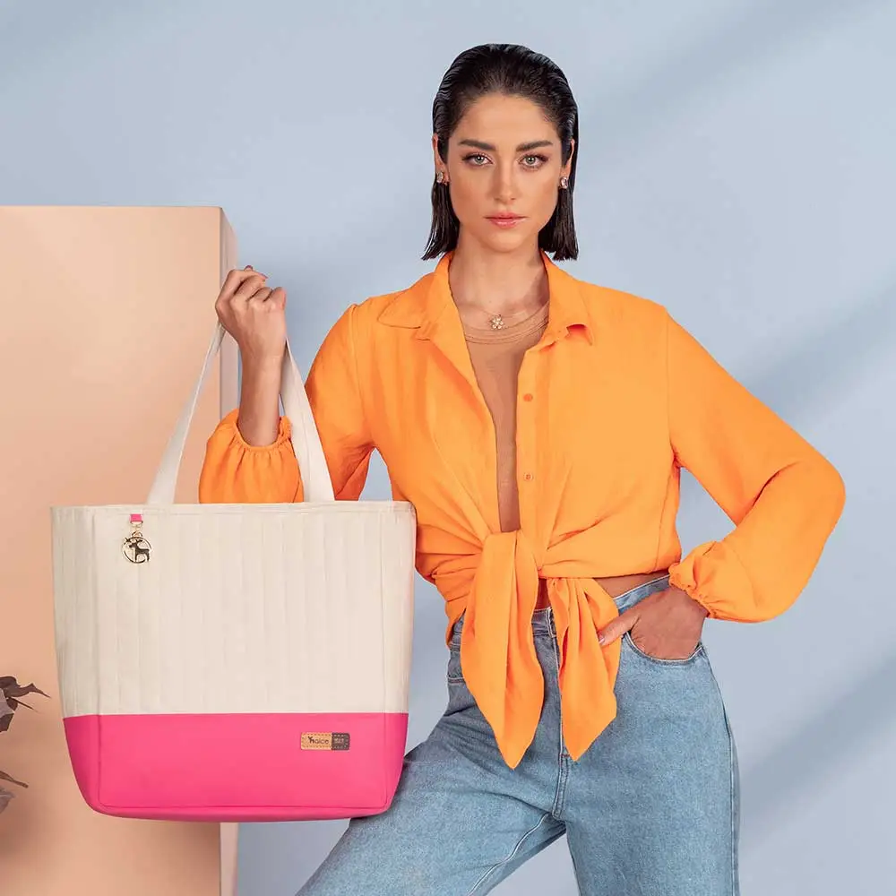Kit Bolsa Mala e Mochila Maternidade Coleção Cores - Creme e Pink - Miniatura 24