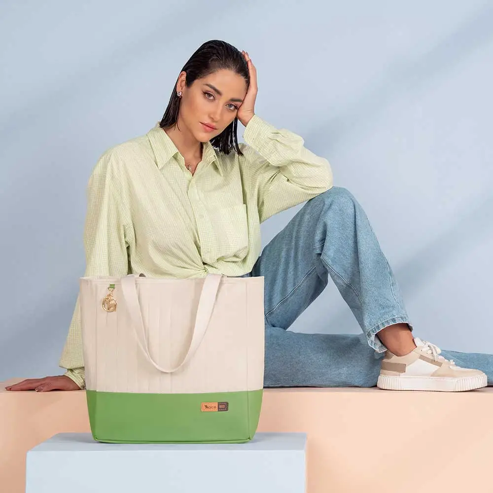 Kit Bolsa Mala e Mochila Maternidade Coleção Cores - Creme e Verde - Miniatura 17