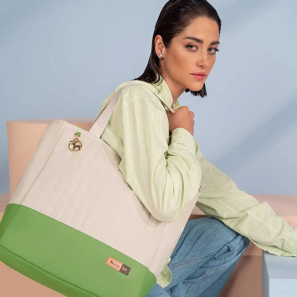 Kit Bolsa Mala e Mochila Maternidade Coleção Cores - Creme e Verde - Miniatura 24