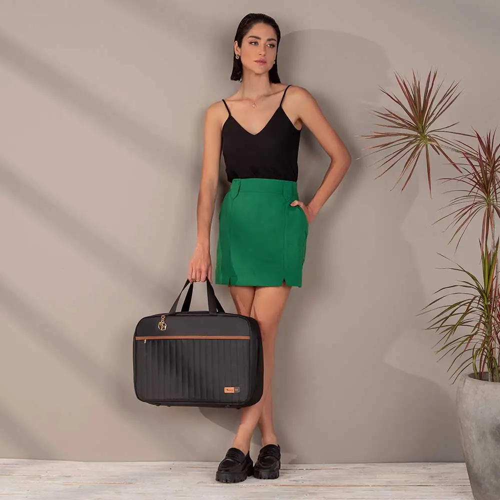 Kit Bolsa Mala e Mochila Maternidade Coleção Cores - Preto e Caramelo - Miniatura 21