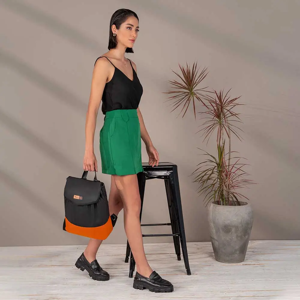 Kit Bolsa Mala e Mochila Maternidade Coleção Cores - Preto e Laranja - Miniatura 16