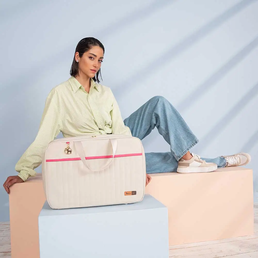 Mala Maternidade Coleção Cores - Creme e Pink - Miniatura 7