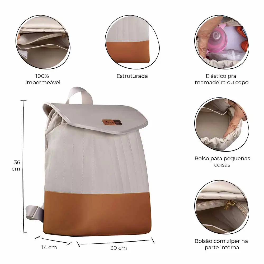 Mochila Maternidade Coleção Cores - Creme e Caramelo - Miniatura 2