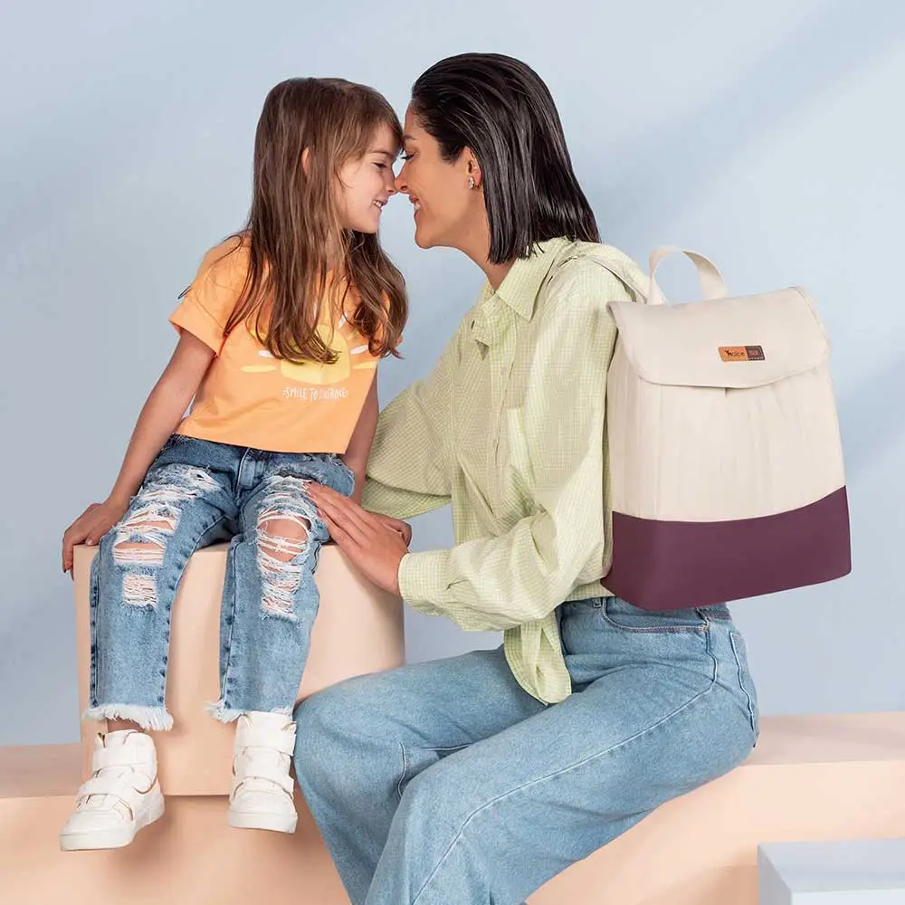 Mochila Maternidade Coleção Cores - Creme e Marsala - Miniatura 6