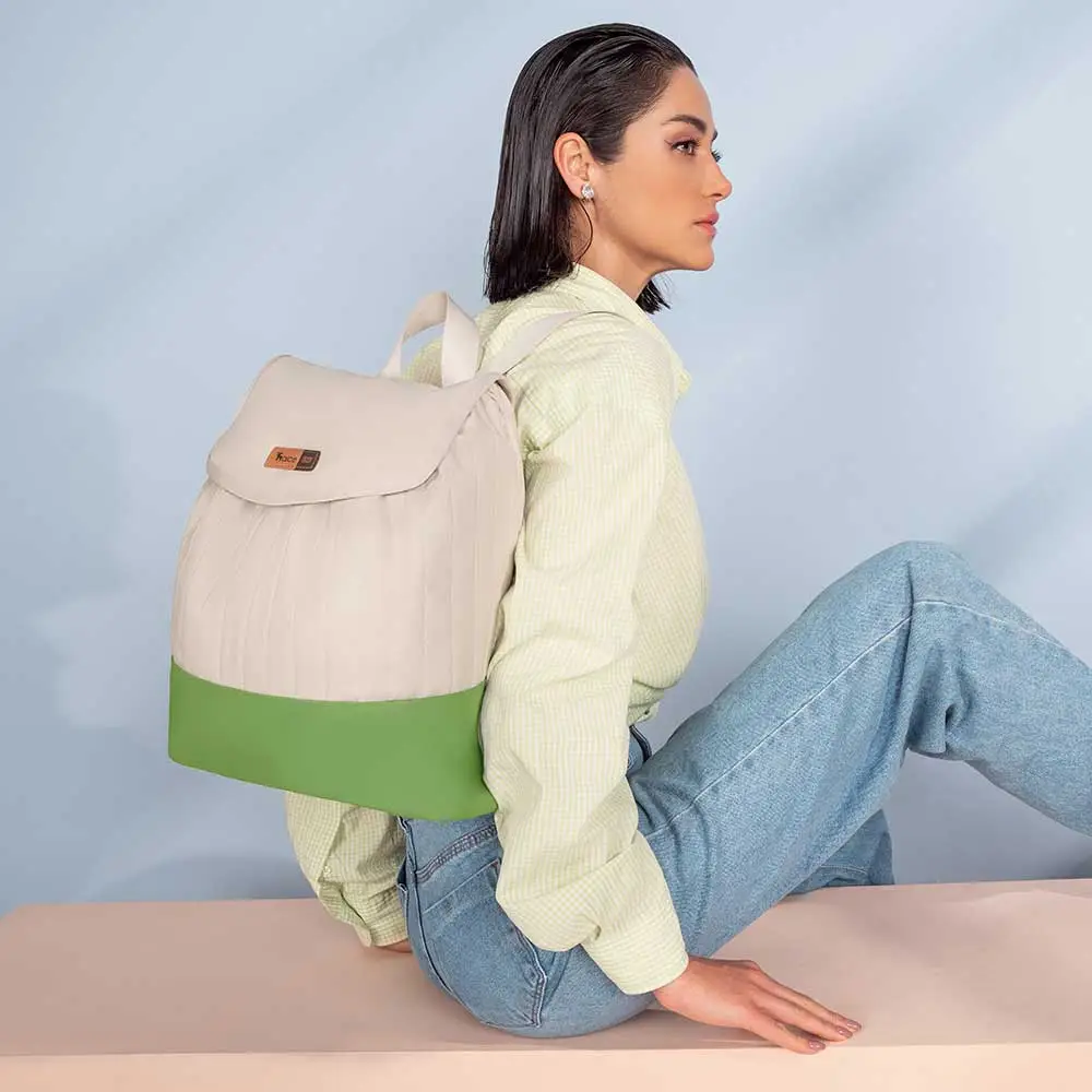 Mochila Maternidade Coleção Cores - Creme e Verde - Miniatura 8