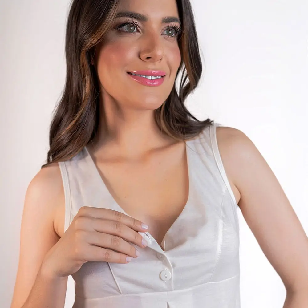 Camisola de Maternidade e Amamentação Mamãe e Bebê - Off - Miniatura 4