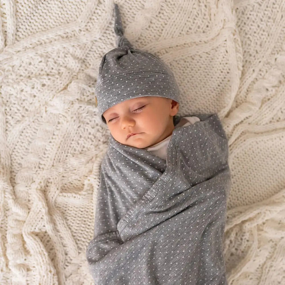 Touca Nozinho Coleção Mamãe e Bebê - Poá Cinza e Branco - Miniatura 2