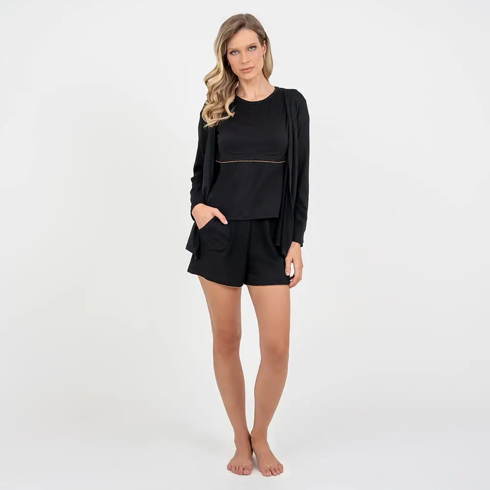 Kimono Maternidade Preto - Miniatura 3
