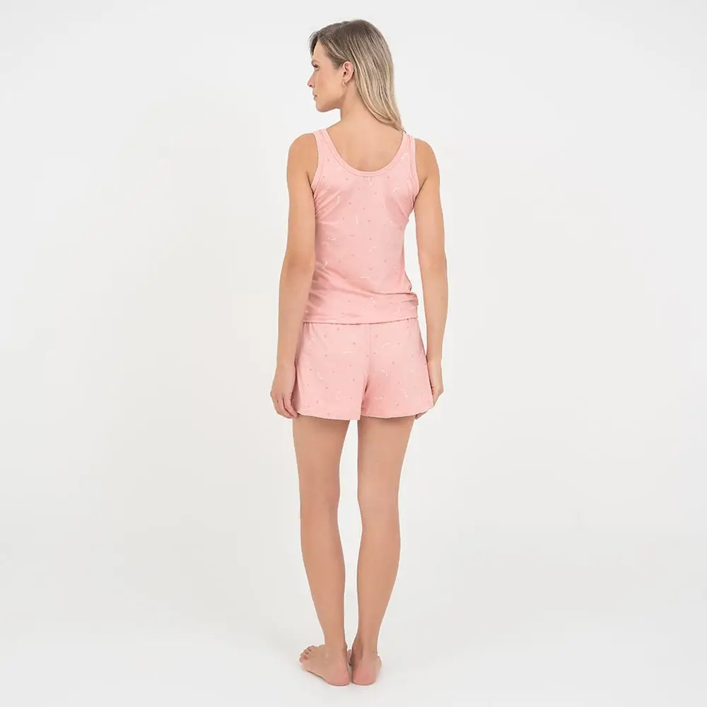 Pijama Curto Regata Coração  Rose - Miniatura 3
