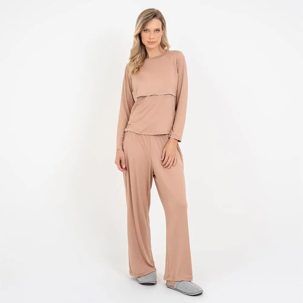 Pijama Longo Maternidade Cappuccino - Miniatura 3