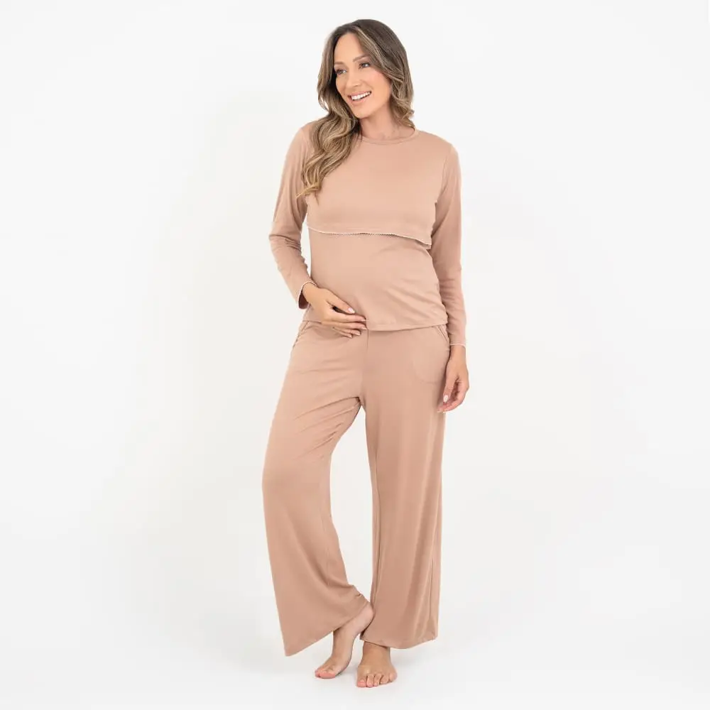 Pijama Longo Maternidade Cappuccino - Miniatura 7