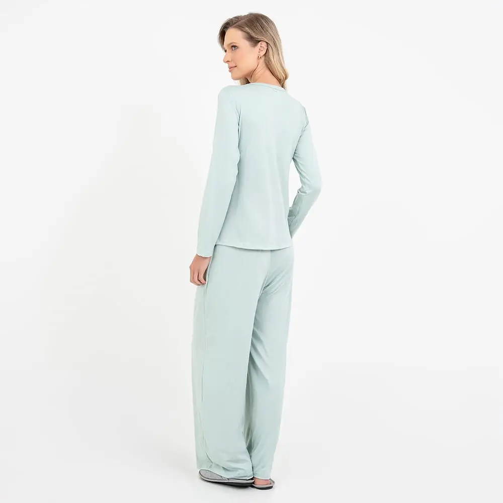 Pijama Longo Maternidade Pistache - Miniatura 4