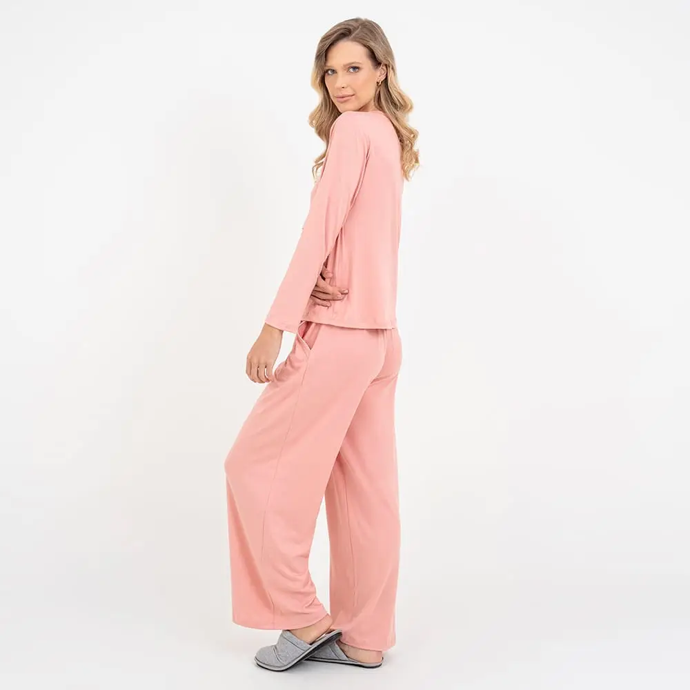 Pijama Longo Maternidade Rose - Miniatura 4