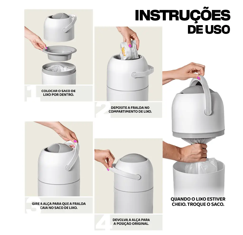 Lixeira 3 em 1 anti odor Rose - Miniatura 3