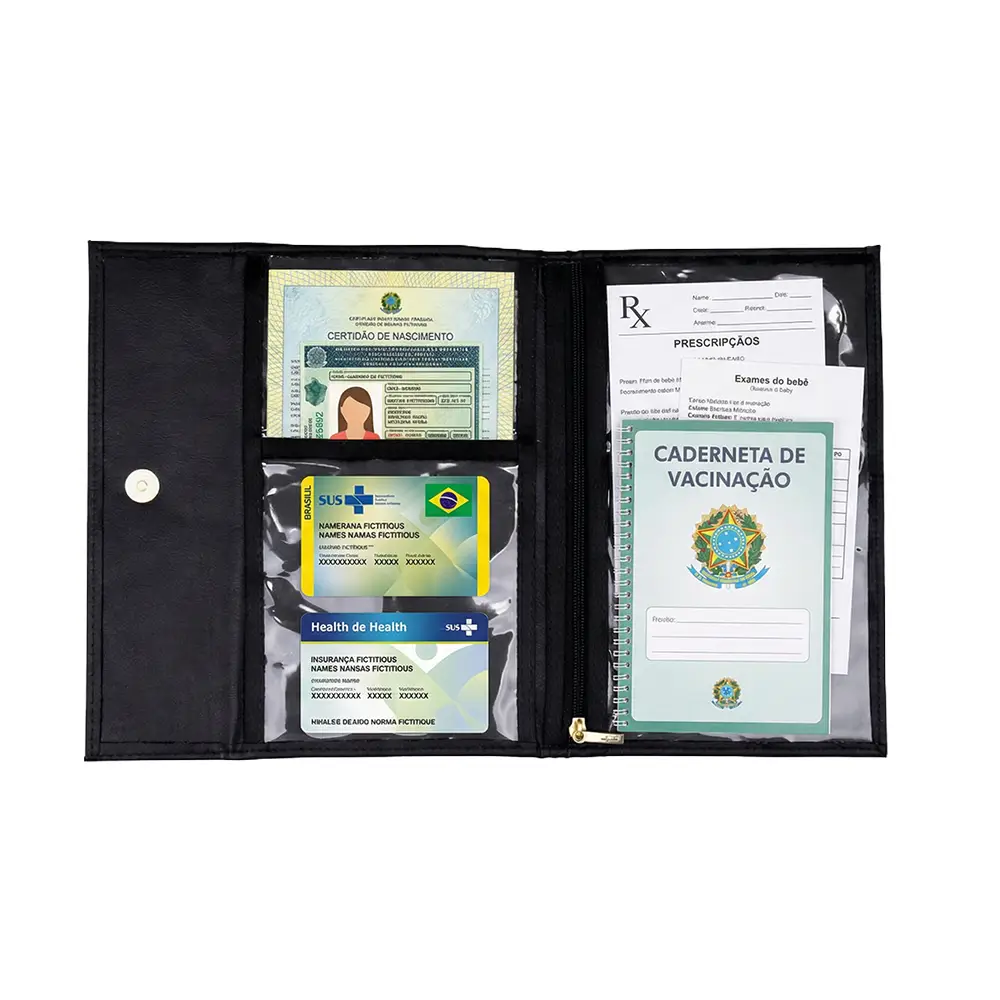 Porta Carteira de Vacinação e Documentos Corah Preto - Miniatura 3