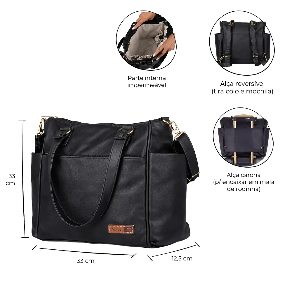 Kit Maternidade Bolsa e Mala Corah Preto - Miniatura 6