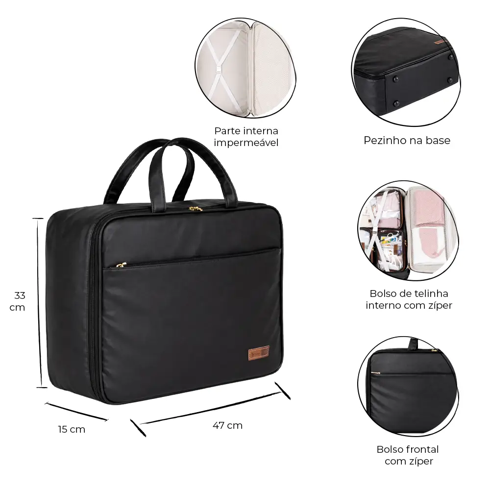 Kit Maternidade Bolsa e Mala Corah Preto - Miniatura 9